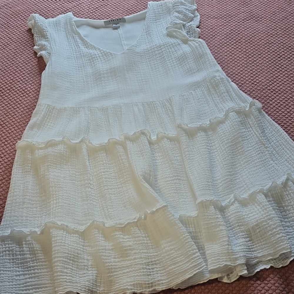 Favlux Flirty White Ruffled Dress - Picture 3 of 14